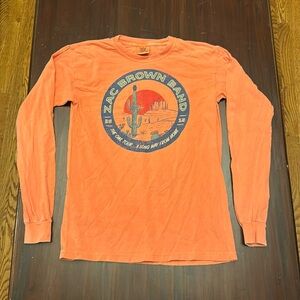 Zac Brown Band “The Owl Tour” distressed orange long sleeve t-shirt size small